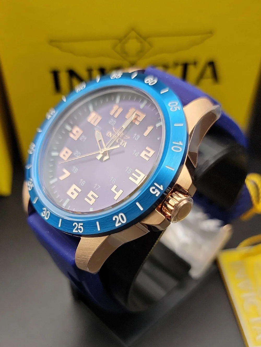 40001 Invicta Pro Diver Stratus Men's Blie Rose Gold Military Time Watch - 45mm